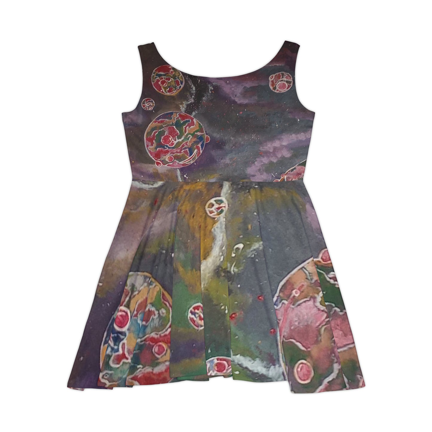 pink space bubbles Women's Skater Dress (AOP)