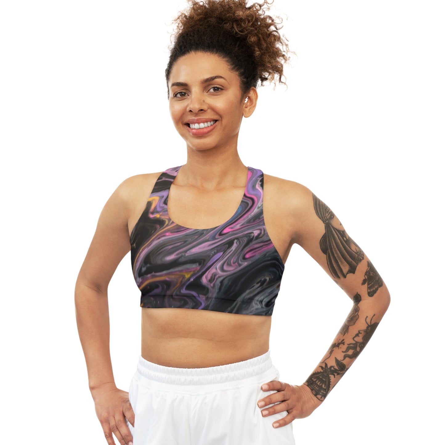 glazed pink Seamless Sports Bra (AOP)