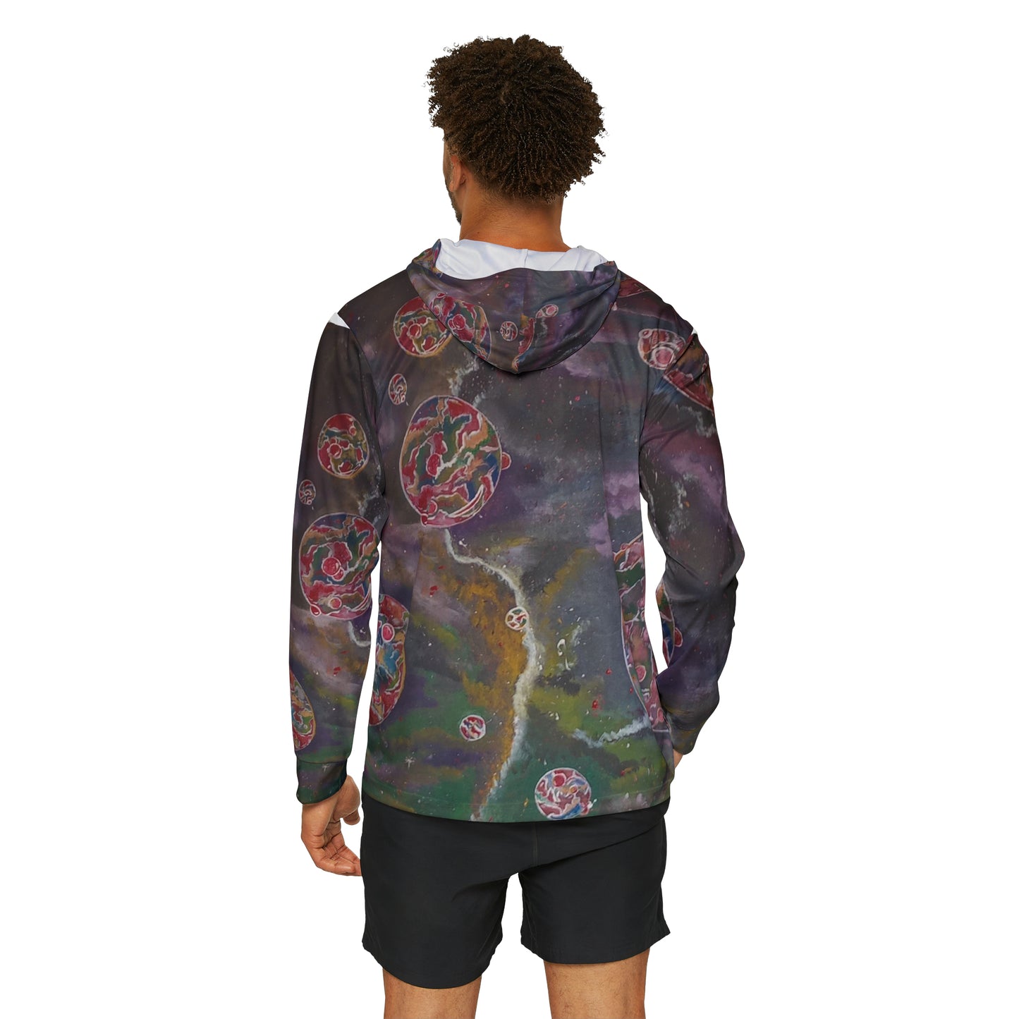 Pink space bubbles Men's Sports Warmup Hoodie (AOP)