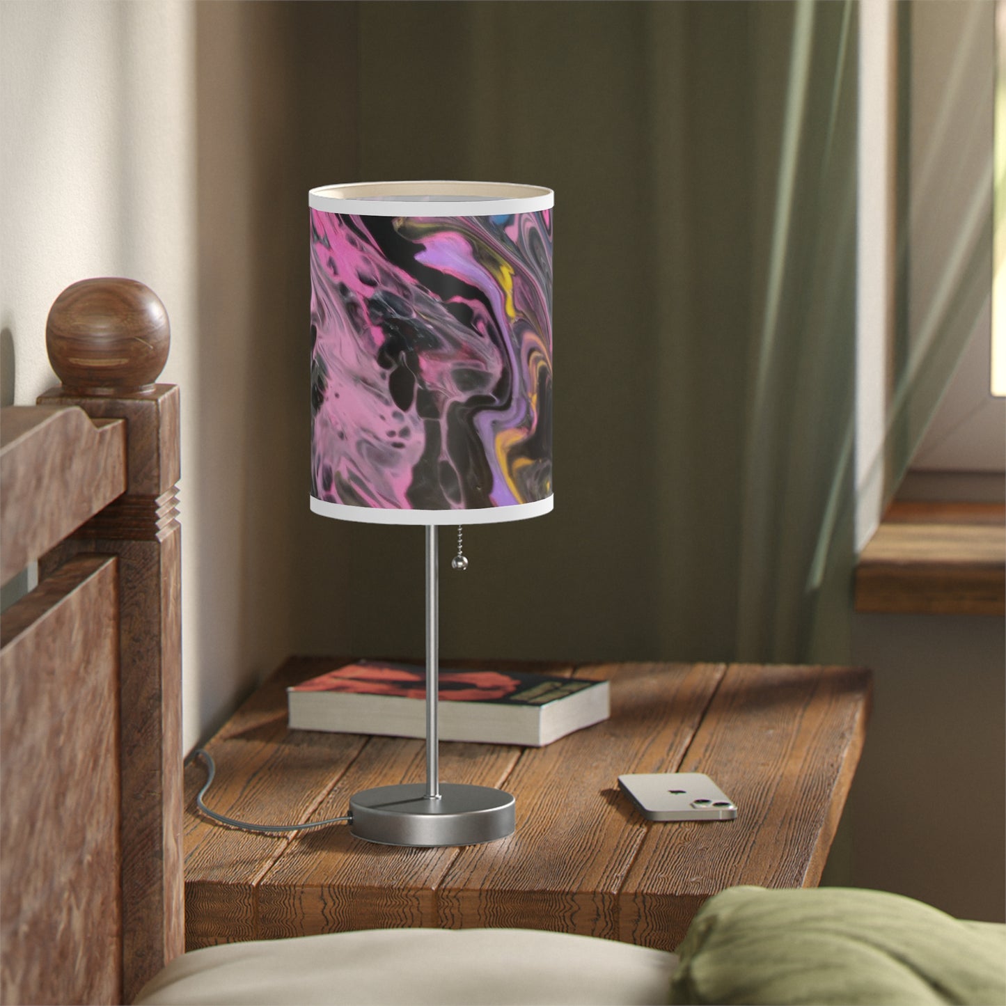 glazed pink Lamp on a Stand, US|CA plug