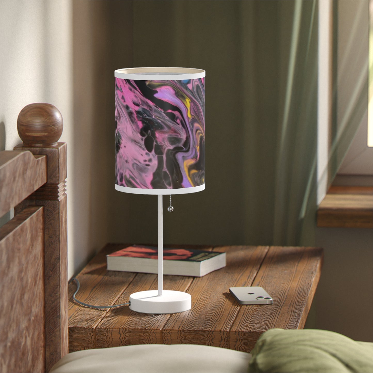 glazed pink Lamp on a Stand, US|CA plug