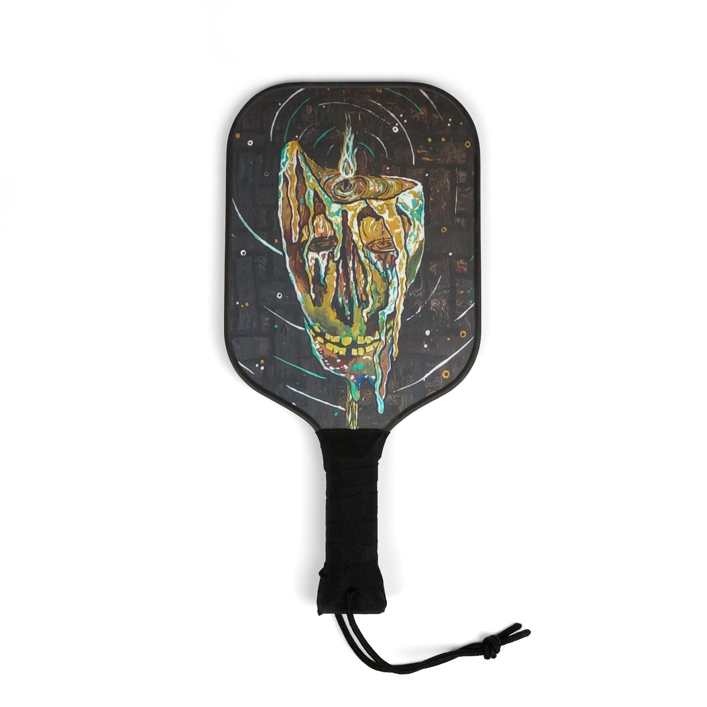 Pickleball Paddle Set – Abstract Dripping Skull Design with 2 Balls
