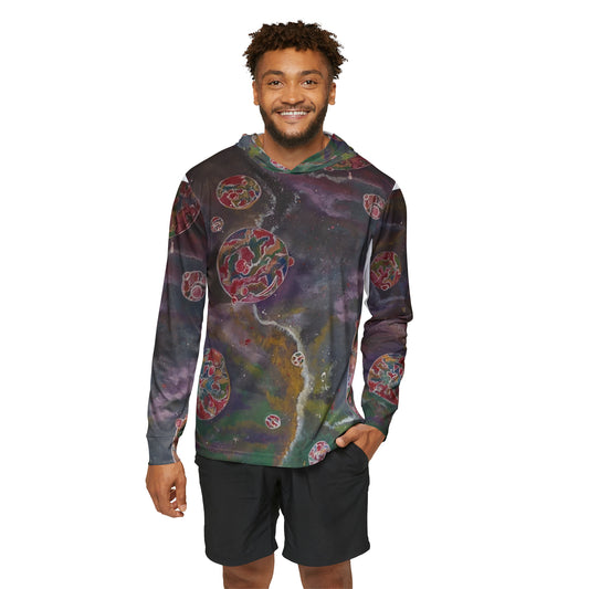 Pink space bubbles Men's Sports Warmup Hoodie (AOP)