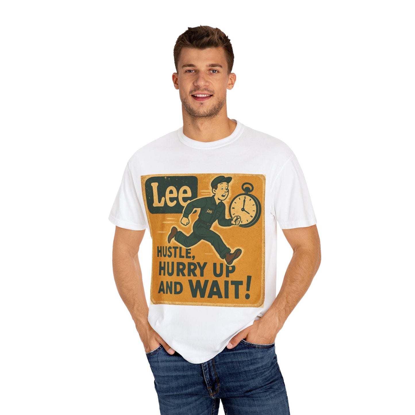 Vintage Motivational T-Shirt, Hustle and Wait Tee, Unisex Casual Shirt, Funny Graphic Tee, Gift for Entrepreneurs, Retro Style Clothing